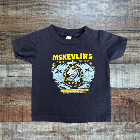 Rabbit Skins Navy McKevlin's Surf Shop Tee- Size 18M