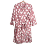 Foxcroft Red/White Striped with White Embroidered Flowers Side Tie Button Up Shirt Dress- Size 18W (sold out online)
