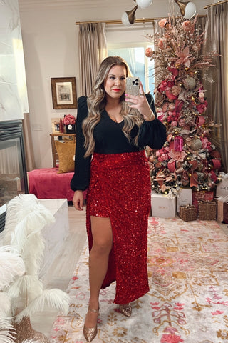 Eloquii Red Sequin with Twist Detail Skirt NWT-Size 14 (sold out online)