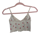 Out from Under Cream Ribbed Embroidered Orange Print Cropped Cami- Size XS/S