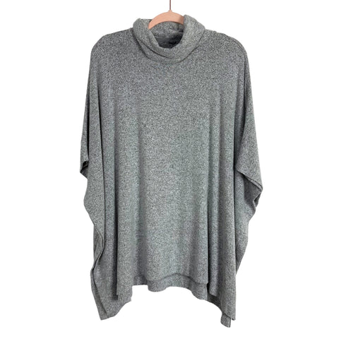 Lou & Grey for Loft Black/Gray Space Dye Turtleneck Poncho Style Sweater- Size L/XL
