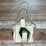 GANNI Cream with Green Marble Buckle Leather Micro Crossbody (see notes)