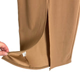 Boohoo Camel with Back Slit and Elastic Waist Skirt- Size 6 (see notes)