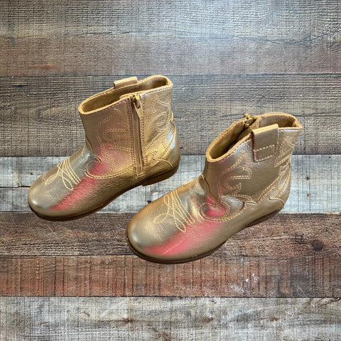 ZARA Toddler Gold Western Side Zipper Boots- Size EUR 24/US 8