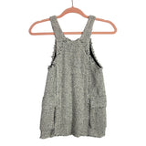 Zara White/Black Tweed with Frayed Trim Jumper- Size 7Y