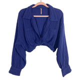 Free People Blue Cropped Short Set- Size M (sold as set, sold out online)
