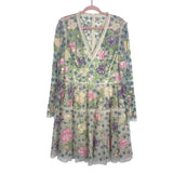 Needle & Thread Embroidered Floral Lined Sheer Sleeve Dress- Size 14