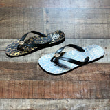 Tory Burch Black/Animal Print Flip Flops- Size ~7 (see notes)