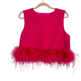 La'Ros Hot Pink Feather Trim Top NWT- Size M