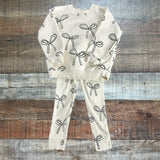 Zara White/Bow Sweatshirt Pant Set - Size 3-4 Years