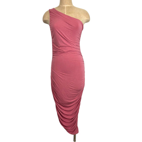 Pink Blush Pink Rouched One Shoulder Maternity Dress - Size M