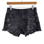 Just Black Denim Black Distressed Raw Hem Jean Shorts- Size XS