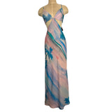 Skatie Tie-Dye Printed Silky Cutout Back Tie Dress NWT- Size XS