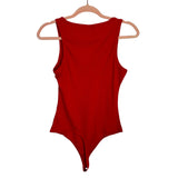 ABOUND Red Ribbed Front Snap Tank Bodysuit- Size S