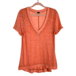 We the Free by Free People Heather Orange Slightly Sheer V-Neck Top- Size S