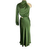 Petal + Pup Green Cutout One Shoulder Satin Halter Neck Dress NWT- Size S