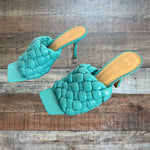 Marc Fisher Turquoise Dakina Quilted Leather Heels- Size 9.5