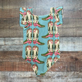Pink Chicken Blue Cowboy Boots Ruffle Swimsuit- Size 3Y (see notes, sold out online)