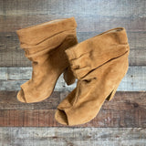 Kristin Cavallari Brown Suede Peep Toe Booties- Size 7 (see notes)