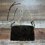 Burberry Black Calf Suede Clutch with Removable Chain Shoulder Strap