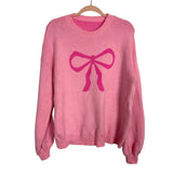 No Brand Pink Bow Sweater - Size L (See Notes)
