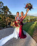 Rachel Allen Burgundy Beaded Gown - Size ~4 (Sold out online, See Notes)