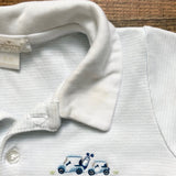 Kissy Kissy Premier Light Blue/White Striped Golf Cart and Bag Romper- Size 6-9M (see notes)