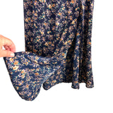 No Brand Navy Floral Smocked Bodice Slit Dress- Size L