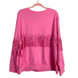 Main Strip Pink with Suede Rhinestone Fringe Sweatshirt NWOT- Size 1X (see notes)