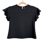 Gabby Black Ruffle Sleeves Top- Size 12 Girls