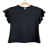 Gabby Black Ruffle Sleeves Top- Size 12 Girls