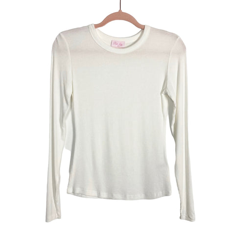 Pink Lily Off White Ribbed Long Sleeve Top- Size S