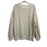 Aerie Cream Floral Side Slit Hem Sweatshirt- Size S (sold out online)
