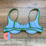 Ookioh Blue and Green Trim Padded Bikini Top NWT- Size L (we have matching bottoms)