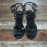 Topshop Boutique Black Ruffle/Snakeskin Stiletto Heels- Size 37 (see notes)