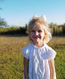 Sun House Children's White Butterflies/Flowers/Bows Ruffle Neck Dress- Size 4