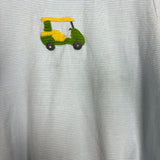 Shower Me With Love White/Blue Striped Golf Car Onesie - Size 24M (See Notes)