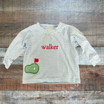 Cecil and Lou Blue/White Stripes Embroidered Walker Golf Top- Size 9M (see notes)