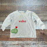 Cecil and Lou Blue/White Stripes Embroidered Walker Golf Top- Size 9M (see notes)