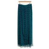 ASOS Design Emerald Green with Mesh and Pearls Overlay Maxi Skirt NWT- Size 10