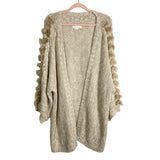 By Anthropologie Cream Fringe Sleeve Cardigan- Size L/XL