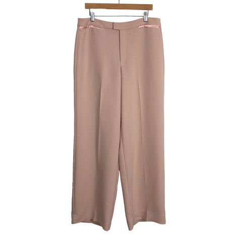 PAIGE Rose Dust Sommelier Satin Trim Wide Leg Pants NWT- Size 12 (Inseam 33.5”)