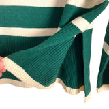 Entro Green and Cream Striped Wide Sleeve Sweater- Size S