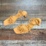 Ann Taylor Tan Leather Lace Up Sandals- Size 6