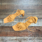 Ann Taylor Tan Leather Lace Up Sandals- Size 6