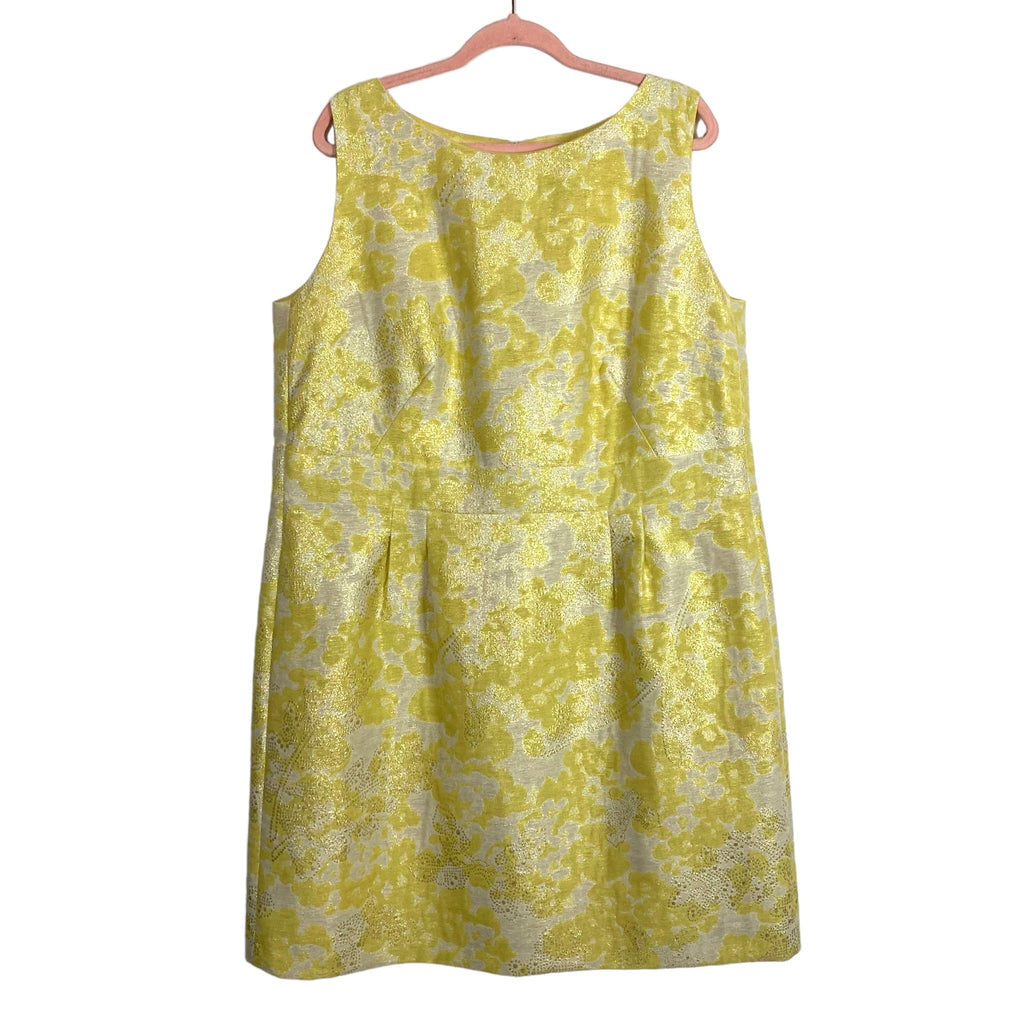 Tahari Arthur S. Levine Yellow Metallic Back Slit Dress- Size 16W The Saved Collection Tahari Arthur S. Levine Yellow Metallic Back Slit Dress- Size 16W The Saved Collection