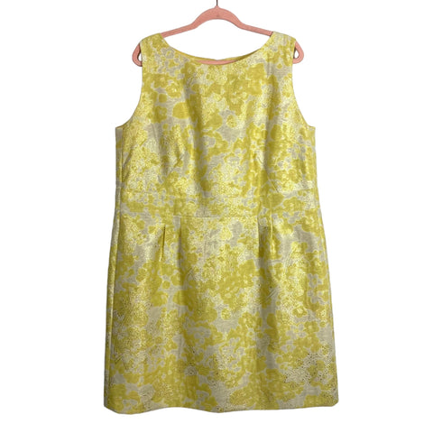 Tahari Arthur S. Levine Yellow Metallic Back Slit Dress- Size 16W