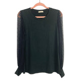 Les Amis Black Mesh Polka Dot Long Sleeve Top- Size M