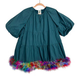 Queen of Sparkle Teal Feather Trim Dress- Size XS (sold out online)