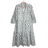 Saule Parc White Floral Button Up Lined Dress- Size M